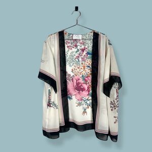Vintage 90s Y2K Floral Silky Lightweight Kimono Scarf Accessory Boho Cottage